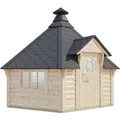 Produktbild: Finn Art Blockhaus Grill Gartenhaus Grillkota Exzellent 9 qm mit Grillanlage für max. 15 Personen