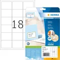 Produktbild: HERMA 4501 Adressetiketten, 25 Blatt, 63,5 x 46,6 mm, 18 pro A4 Bogen, 450 Stück