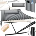 Produktbild: KESSER® Hängematte HILL mit Gestell Kissen Doppelhängematte für 2 Personen-Stabiler Rahmen -200kg Belastbarkeit Indoor & Outdoor XXL Hängesessel Doppel Mehrpersonen Garten Pool Balkon Terrasse
