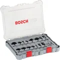 Produktbild: Bosch Mixed Fräser Set 6 mm Schaft Bündigfräser Nutfräser 15-teilig 2607017471