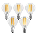 Produktbild: Trango 5er Pack E14002*5 LED Filament Globe Birne 5 Watt 450 Lumen I 3000K Warmweiß I Ersatz für 40W Glühlampe I Glühbirne I Lampe I LED Birne in Kugel Form mit E14 Fassung I Abstrahlwinkel 360°