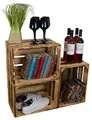 Produktbild: Kistenkolli Altes Land geflammte Holzkiste Bella 40 x 30 x 25cm Holzkiste Apfelkiste Weinkisten Regalkisten Aufbewahrungskiste (3er Set)