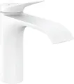 Produktbild: hansgrohe Vivenis - Waschtischarmatur ohne Ablauf, Wasserhahn Bad mit Auslauf Höhe 110 mm, Mischbatterie Waschbecken wassersparend (EcoSmart), Mattweiß, 75022700