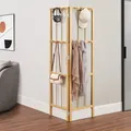 Produktbild: [en.casa] Eckgarderobe Hyllestad Wandgarderobe mit 12 Kleiderhaken Garderobenpaneel Klappgarderobe für Flur Eingangsbereich 165,5x92x8cm Bambus