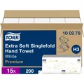 Produktbild: Tork 100278 Premium Singlefold Papierhandtücher H3 Extra Soft, ZZ-Falz, weiß