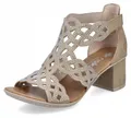 Produktbild: Rieker Damen Sandalette Hochfront mit Strass Cut-Outs und Karree Form 64773, Größe:38 EU, Farbe:Beige