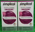 Produktbild: 4x Simplicol TEXTILFARBE intensiv sinnliche Beere flüssige Rezeptur Versand 0€