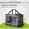 Produktbild: Juskys Hundetransportbox Lassie XL (grau) faltbar - 56 x 81 x 58 cm - Hundebox mit Decke, Tasche & Griffen – Stoff Autotransportbox für Hunde - Grau