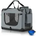 Produktbild: Hundetransportbox Lassie Xl (grau) Faltbar - 56 X 81 X 58 Cm - Hundebox Mit Decke, Tasche & Griffen – Stoff Autotransportbox Für Hunde - Juskys