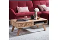 Produktbild: FINEBUY Couchtisch Couchtisch Akazie Massivholz 95cm Wohnzimmertisch Schublade Ablage (95x35x50cm Akazie Massivholz / Metall Rechteckig), Wohnzimmertisch Schublade, Sofatisch Kaffeetisch