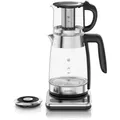 Produktbild: Arendo Wasserkocher mit Temperatureinstellung 40° - 100 °C, Teekocher aus Glas & Edelstahl mit Teesieb, Teebereiter, Samowar, 1,8 l, 2200 W, Warm... - Silber/Schwarz