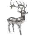 Produktbild: MichaelNoll Hirsch Dekoration - Stehend - Rentier Aluminium Metall Silber - Figur Statue Dekofigur - Deko für Wohnzimmer, Küche, Schlafzimmer - Weihnachten Winter - Hirschgeweih Dekoration XL 37 cm