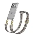 Produktbild: EAZY CASE Handykette - Verstellbares Taschenband kompatibel mit iPhone 17 Pro, Schulterriemen, Handykordel mit Silikon Hülle, Umhängetasche, Grau Schwarz Gold