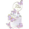 Produktbild: Kuchendeko Set 11 Stück dreidimensionale violette Schmetterlinge für Geburtst...