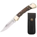 Produktbild: Buck Jagdmesser 110 Folding Hunter Finger Grooved, mit Leder-Etui, Klinge klappbar