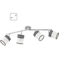 Produktbild: Deckenleuchte 4 flammig Spotleuchte beweglich Deckenlampe Wohnzimmer, Metall Chrom grau schwarz, 4x E14 Fassungen, LxBxH 88x10x22cm, WOFI 11645
