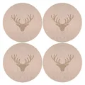Produktbild: Oblique Unique Filzuntersetzer Rentier Hirsch Rund Beige 10 cm 4er Pack - Getränke Untersetzer als Tisch Dekoration für Weihnachten UVM. - robust und hochwertig