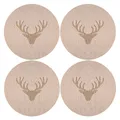 Produktbild: Filzuntersetzer rund 4er Pack 10cm Rentier Hirsch Weihnachten Tischdeko - Beige