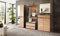 Produktbild: moebel-dich-auf Garderoben-Set MELBOURNE, (Komplettgarderobe, Garderobenschrank + Paneel + Bank + Spiegel + Schuhkommode), in Artisan Eiche MDF, Absetzung graphit