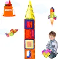 Produktbild: VEVOR Magnetblöcke, 55-teiliger magnetischer Bausatz für Kinder, Magnete mit Autosockel STEM, pädagogisches Gebäude, Stapelspielzeug, Geschenk