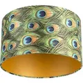 Produktbild: Velour Lampenschirm Pfau Design 35/35/20 mit goldenem Interieur