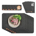 Produktbild: Van Henry Platzsets Filz Tischsets 18er Set- Abwaschbare Platzsets, Untersetzer & Bestecktaschen in Dunkelgrau für Tisch, Bar und Küche