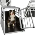 Produktbild: tectake Tiertransportbox Hundetransportbox single, mit gerader Rückwand schwarz Hundegröße L-ohne Trennwand | 90,00 cm x 69,50 cm x 65,00 cm