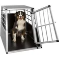 Produktbild: Tectake Hundetransportbox Single  Mit Gerader Rückwand Aus Aluminium  Robust und Pflegeleicht 65 x 90 x 69 5 cm 65 x 90 x 69 50 cm Schwarz