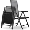 Produktbild: sunnypillow Gartenstuhl Hochlehner | klappbar 8-Fach verstellbare Rückenlehne mit Armlehnen | 120 kg belastbar | Aluminium Klappsessel Klappstuhl für Garten Balkon Terrassen wetterfest | Anthrazit