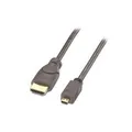 Produktbild: Lindy High-Speed-HDMI-Kabel, Typ A/D (Micro), 0,5m Monitorkabel mit Micro HDMI Typ D Stecker an HDMI Typ A Stecker (19-polig, vergossen) für digital angesteuerte Monitore, Projektoren, Plasma- und LCD-TVs (41350)