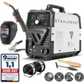 Produktbild: STAHLWERK Schweißgerät Mini FLUX 120 ST - Vollausstattung, 120 A Inverter, Fülldraht ohne Schutzgas, synergisch, ARC/MMA Elektroden Schweißfunk...