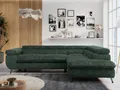 Produktbild: Ecksofa Sofa Grün, Wohnlandschaft L-Form mit Schlaffunktion und Bettkasten, Schlafsofa mit Bettkasten, Sofa mit Einstellbare Kopfstützen, Peter L - Grün Cord - Rechts Grün