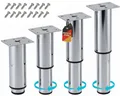 Produktbild: Stahlia Möbelfüße verstellbar Tischbeine Metall Chrom 150-270mm (4er Set) Ø38mm Füße für Möbel Möbelerhöhung Schrankfüsse Sofa Füße Möbelbeine Bettfüße