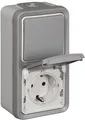Produktbild: Legrand 069746 Kombi Aus-/Wechsel 1-polig Steckdose IP44 SL Feuchtraum Aufputz Plexo grau