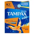 Produktbild: Tampax & Go Super Plus 18 Tampons mit Kunststoff-Applikator mit rutschfestem Griff und doppelter Schutzkordel – ideal für starke Flüssigkeiten