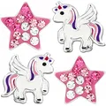 Produktbild: Kinder Mädchen Stern Pferde Ohrringe echt 925 Sterling Silber kleine Ohrstecker Einhorn (K999+K200o)