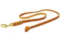 Produktbild: CopcoPet Fettlederleine Hund – geflochtene Lederleine ohne Handschlaufe, Führleine & Trainingsleine aus robustem Rindsleder mit Messing-Karabiner, 3m x 10 mm, Cognac, für kleine & große Hunde
