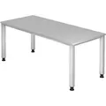 Produktbild: HAMMERBACHER QS19 höhenverstellbarer Schreibtisch lichtgrau rechteckig, 4-Fuß-Gestell silber 180,0 x 80,0 cm