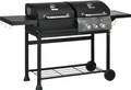Produktbild: Outsunny Holzkohlgrill Gasgrill mit 2+1 Brenner, Thermometer, Haken, Schwarz
