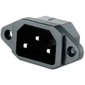 Produktbild: Kaltgeräte-Einbaustecker, 3-pins IEC panel, Lötansschluss - Schwarz