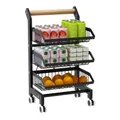 Produktbild: Heikoeco® Servierwagen mit Rollen,Gemüseregal für Küche, Abnehmbar Küchenwagen,Rollwagen mit 3 Etagen für Badezimmer,Küche,Büro,Supermarkt