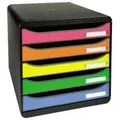 Produktbild: Exacompta - Schubladenbox big-box plus 5 Schubladen din A4 Überbreite Polystyrol Gehäusefarbe: schwarz Farbe der Schublade: harlekin