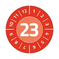 Produktbild: AVERY Zweckform 80 Prüfplaketten mit Jahreszahl 2023 (widerstandsfähig, stark selbstklebend, Ø 30 mm, Prüfaufkleber, beschriftbare Prüfsiegel aus Vinyl-Klebefolie) Art. 6944-2023, rot