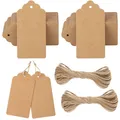 Produktbild: 100Stk Geschenkanhänger Braun 5x10cm Kraftpapier Etiketten Anhänger mit Jutes...