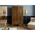 Produktbild: Kleiderschrank Mango 100x60x180 braun geölt / Griff schwarz LOS ANGELES #111