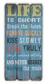 Produktbild: levandeo Wandbild Holzschild 60x30cm Life is Short - Kiss Love Smile - Shabby Vintage Holzbild Schild Wandschild Bild Holz Holztafel Dekoschild Wanddeko