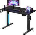 Produktbild: CASARIA® Höhenverstellbarer Schreibtisch Elektrisch, Schwarz – 110 cm x 60 cm – Memory Funktion – LCD Bedienelement mit Höhenanzeige – Getränke- & Kopfhörerhalter – Traglast 80kg, Stabile Konstruktion