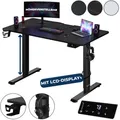 Produktbild: Höhenverstellbarer Schreibtisch Mit Tischplatte Elektrisch Lcd- Display 73-118cm Stahlgestell Büro Gaming Computertisch 110cm Schwarz - Casaria