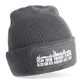 Produktbild: Herzbotschaft Beanie Strickmütze mit Spruch | Ich Bin 1860 Fan Also Bin ich Cooler als du! | grau | weiche und warme Fußball Mütze für München Fan | Skyline | SoftTouch Einheitsgröße für Erwachsene