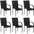Produktbild: vidaXL Stapelbare Gartenstühle 6 Stk Poly Rattan Schwarz 310087